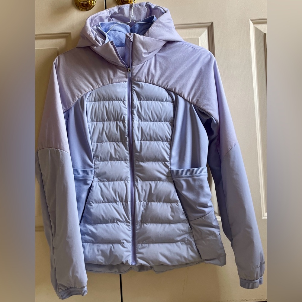 🍒LULULEMON sz 10 DOWN FOR IT ALL JACKET Purple LAVENDER DUSK ~ Removable Hood!